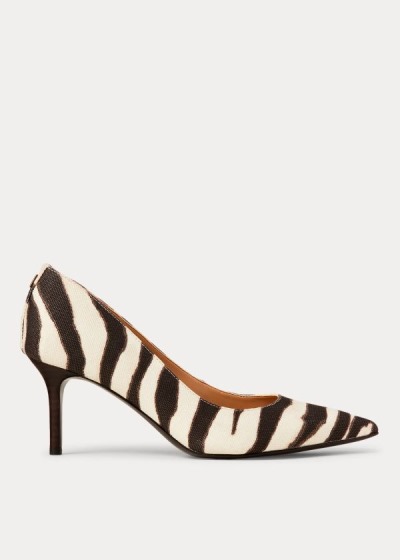 Bombas Ralph Lauren Mujer Creme / Cafes - Lanette Zebra-Print - TCYLW4016